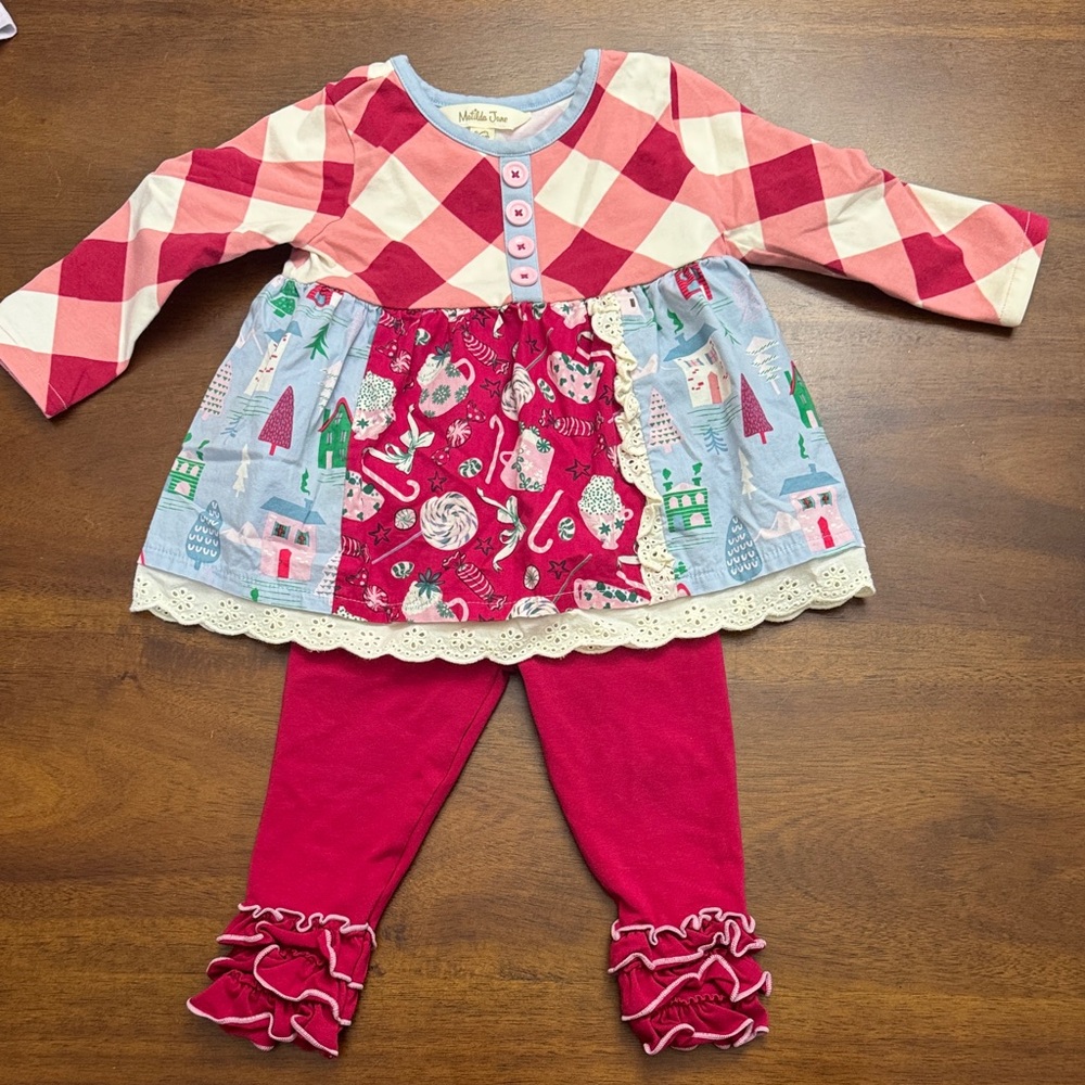 Matilda Jane Pink and Blue Baby Christmas Outfit